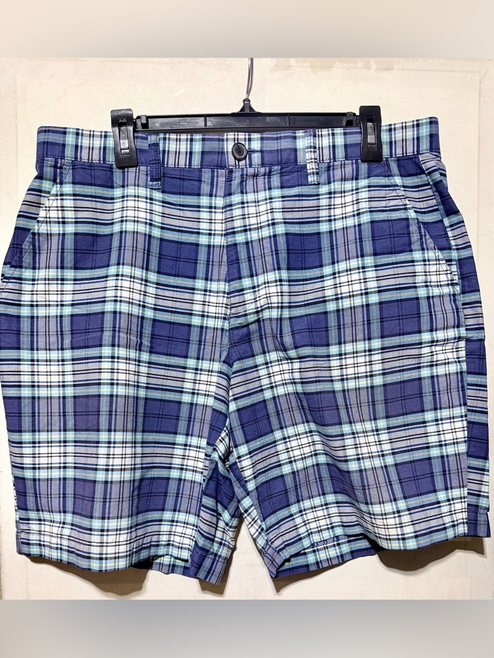 croft & barrow Blue Plaid Flat Front Shorts